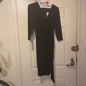 NWT New York & Company Black Ruched Side Drape Dress